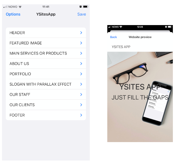 YSites iOS App